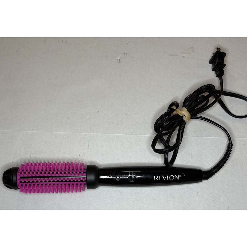 Revlon SI Pro Heated Silicone Brush Black Pink RVIR3034 Style Volume That Lasts - Picture 1 of 3